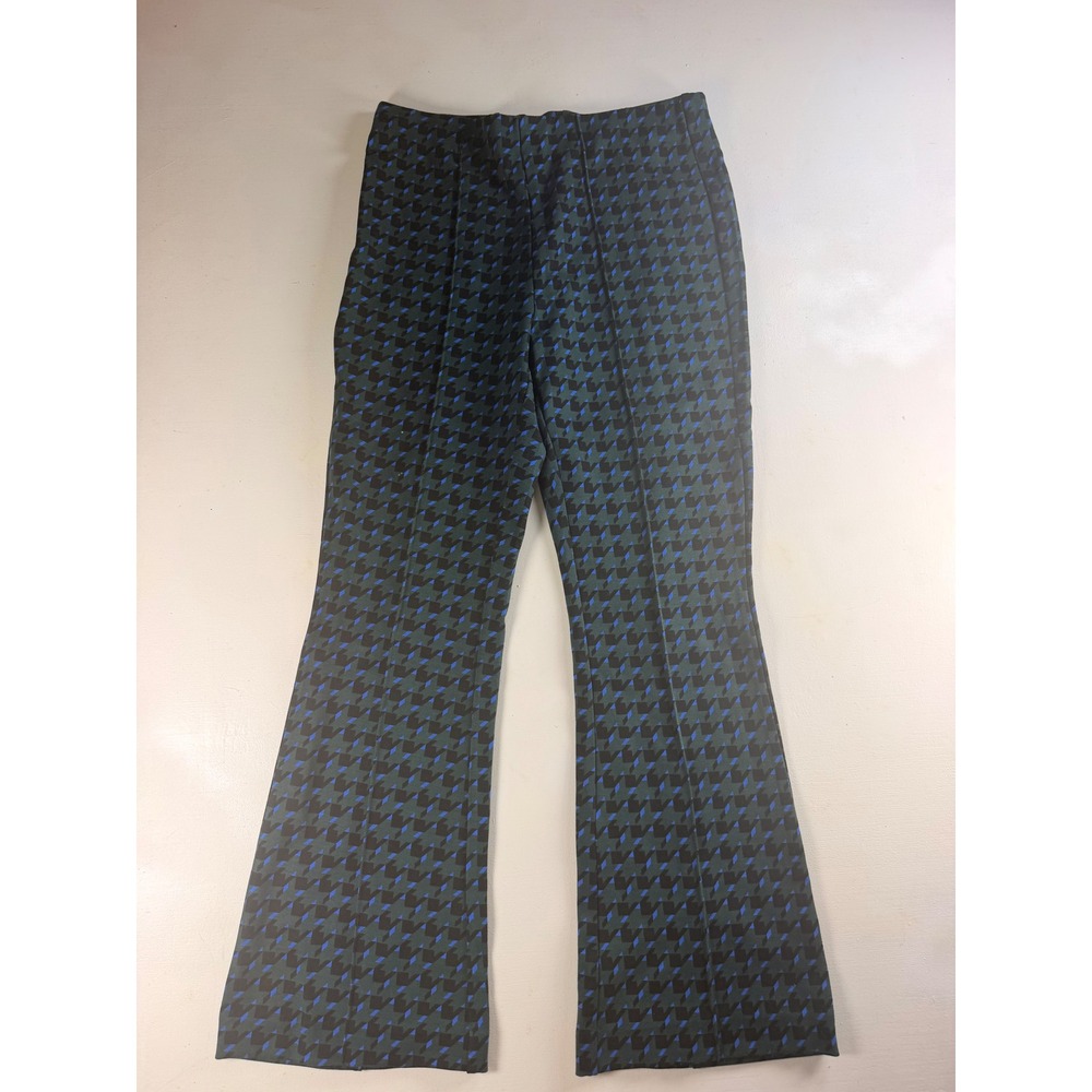 Truth by Republic Flare Pants Womens Small Green Blue Retro Geometric Pattern